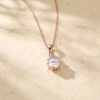 1CT Round Moissanite Cluster Pendant Necklace Crafted in Solid Gold6