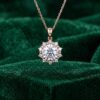 2CT Round Cut Moissanite Pendant with Graduated Halo2