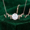 2CT Round Cut Moissanite Solitaire Pendant Necklace with Branch Design4