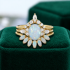 3PCS Oval-Cut Natural Opal Cluster Engagement Ring Set with Moissanite Accents (4)