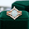 3PCS Oval Cut Natural Opal Engagement Ring Set Art Deco Bridal (2)