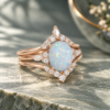 3PCS Oval Cut Natural Opal Engagement Ring Set Art Deco Bridal (3)