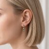 Alternating Emerald and Diamond Huggie Earrings with Marquise and Round Cuts (1)