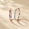 Alternating Emerald and Diamond Huggie Earrings with Marquise and Round Cuts (2)