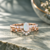 Asteria 2PCS Dainty Bridal Ring Set with Oval-Cut Natural Opal (2)