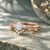 Asteria 2PCS Dainty Bridal Ring Set with Oval-Cut Natural Opal (4)
