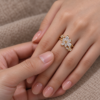 Asymmetric Floral Cluster Bridal Ring Set with Pear-Shaped Moissanite (1)