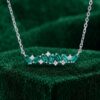 Bar Necklace with Baguette Cut Lab Emerald4