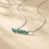 Bar Necklace with Baguette Cut Lab Emerald5
