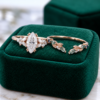 Blossom Cluster Engagement Ring Set with Marquise Cut Moissanite – Nature Inspired Bridal Set (3)