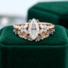 Blossom Cluster Engagement Ring Set with Marquise Cut Moissanite – Nature Inspired Bridal Set (5)