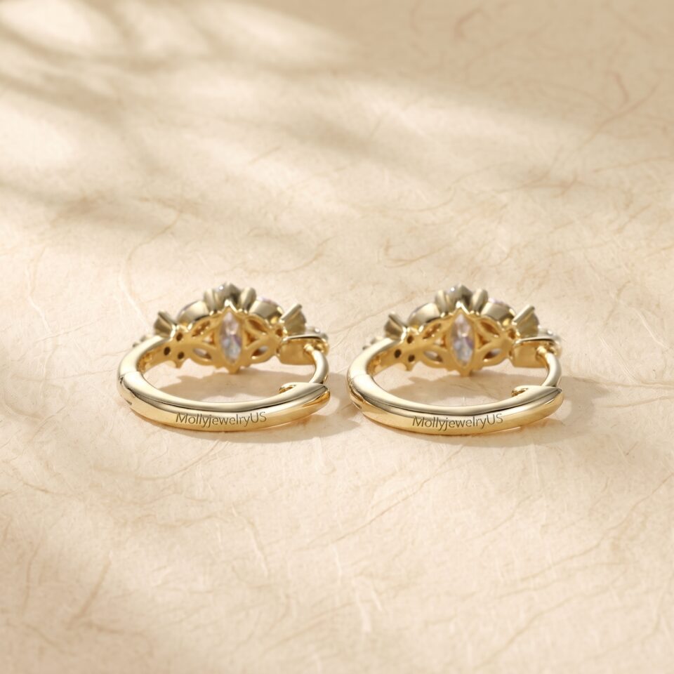 Blossom Inspired Moissanite Cluster Hoop Earrings (1)
