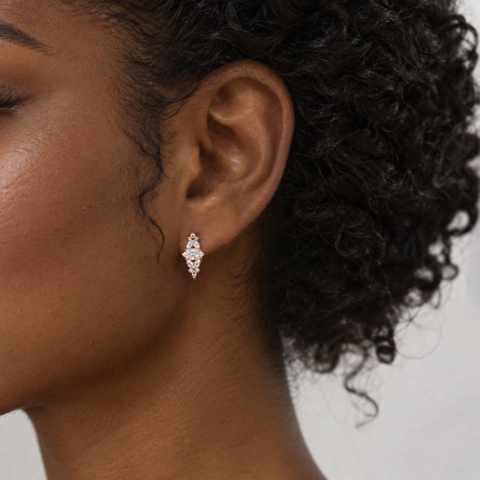 Blossom Inspired Moissanite Cluster Hoop Earrings (1)