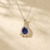 Bluebell Pendant Necklace with Pear Cut Sapphire for Women, September Birthday Gift for Her1