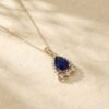 Bluebell Pendant Necklace with Pear Cut Sapphire for Women, September Birthday Gift for Her6