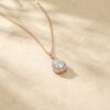 Cable Chain Necklace with Pear Cut Moissanite Halo Pendant for Women7