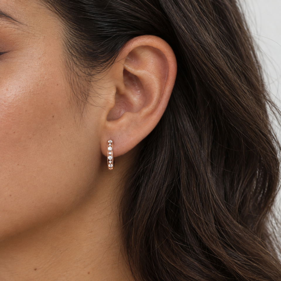 Classic Beaded Milgrain Moissanite Hoop Earrings (1)
