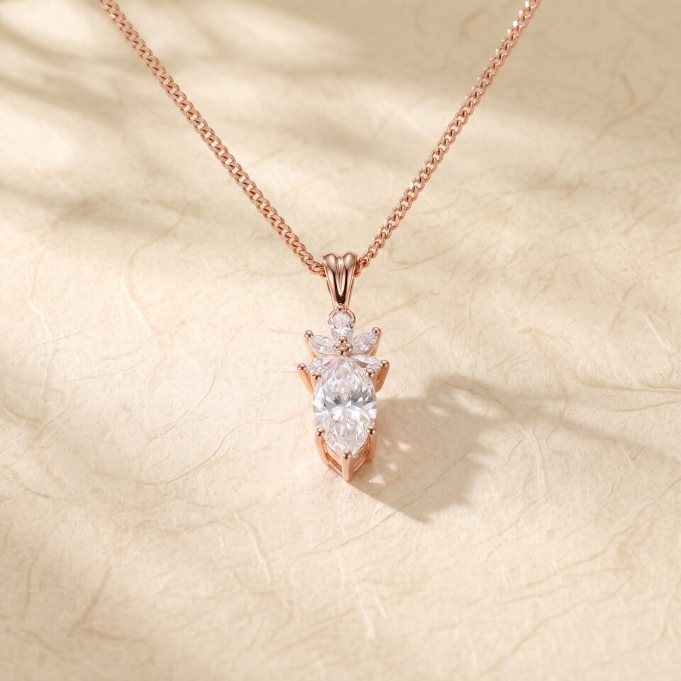 Cluster Pendant Necklace with 1CT Marquise Cut Moissanite for Women5
