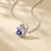 Crescent Necklace with Oval Cut Lab Cornflower Sapphire, Gift for Women1