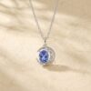 Crescent Necklace with Oval Cut Lab Cornflower Sapphire, Gift for Women2
