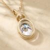 Criss Cross Accented Oval Cut Moissanite Halo Pendant Necklace1