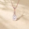 Criss Cross Diamond Accented Necklace with Oval Cut Moissanite1