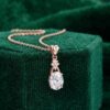 Criss Cross Diamond Accented Necklace with Oval Cut Moissanite6