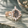 Elegant 3-Piece Black Rutilated Quartz Bridal Ring Set (2)