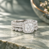 Elegant 3-Piece Cushion-Cut Moissanite Engagement & Wedding Ring Set (2)