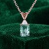 Elegant Emerald Cut Moss Agate Pendant with Triangular Moissanite Detail2