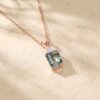 Elegant Emerald Cut Moss Agate Pendant with Triangular Moissanite Detail3