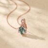 Elegant Hexagon Cut Moss Agate Leaf Necklace for Women1