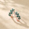 Emerald Cluster Leverback Earrings with Elegant Leaf Design (1)