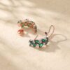 Emerald Cluster Leverback Earrings with Elegant Leaf Design (2)
