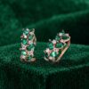 Emerald Cluster Leverback Earrings with Elegant Leaf Design (3)
