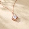 Emerald Flower Accented Kite Cut Moissanite Pendant Necklace3