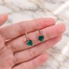 Emerald Heart Shaped Stud Earrings with Floral Design (1)