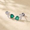 Emerald Heart Shaped Stud Earrings with Floral Design (5)