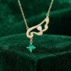 Emerald and Diamond Accented Angel Wing Pendant Necklace1