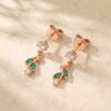 Emerald and Diamond Botanical Dangle Earrings with Organic Leaf Design (2)