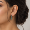 Emerald and Diamond Huggie Earrings with Alternating Baguette and Round Cuts (1)