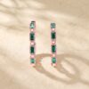Emerald and Pearl Vintage Style Huggie Earrings with Milgrain Edges (2)