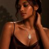 Filigree Pendant Necklace with Oval Cut Moissanite for Her6