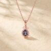 Fishtail Diamond Accented Milgrain Pendant Necklace with Pear Cut Alexandrite2
