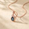 Fishtail Diamond Accented Milgrain Pendant Necklace with Pear Cut Alexandrite5