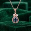 Fishtail Diamond Accented Milgrain Pendant Necklace with Pear Cut Alexandrite6