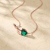 Flower Pendant Necklace with Heart Shaped Emerald4