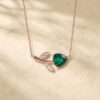 Flower Pendant Necklace with Heart Shaped Emerald5