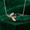 Flower Pendant Necklace with Heart Shaped Emerald7