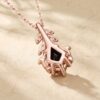 Garden Style Moss Agate Kite Cut Pendant Necklace with Leaf Details (1)